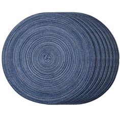 a round blue rug on a white background