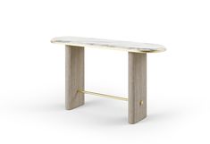 a marble and brass console table on an isolated white background