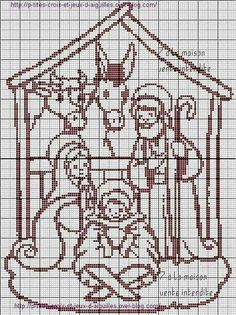 a cross stitch pattern with the birth of jesus