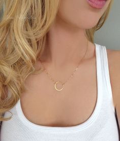 "Minimalist Eternity Necklace - 100% Sterling Silver, Rose Gold Fill or 14k Gold Fill A great gift for yourself or someone you love - Eternity circle is sterling silver, 14k gold fill or rose gold fill (Measures 17mm) - Dainty chain is available in 14k gold fill, rose gold fill or sterling silver - Necklace length includes circle and is shown at 18\" - Choose your favorite length - Necklace closes with a sterling silver, 14k gold fill, or rose gold fill spring clasp - Necklace is handcrafted, ma Boho Bridesmaid Jewelry, Infinity Symbol Necklace, Infinity Necklace Gold, Eternity Necklace, Gold Minimalist Jewelry, Gold Circle Necklace, Infinity Pendant, Best Friend Necklaces, Bridesmaid Gifts Jewelry