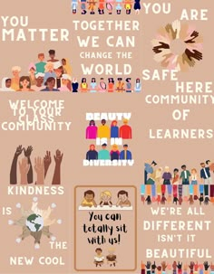 a poster with different types of people and words