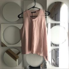 Nwt! Super Cute And Professional Dressy Looking A Symmetrical Two Material Halter Sleeveless Tank. Size Small Versatile Sleeveless Pink Tops, Zara Beige Sleeveless Top, Sleeveless Beige Zara Tops, Chic Pink Zara Tank Top, Zara Sleeveless Blouse For Day Out, Sleeveless Zara Blouse For Day Out, Zara Sleeveless Tops For Layering, Zara Cami Tank Top For Day Out, Zara Tank Top