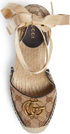 Gucci Pilar GG Ankle Tie Espadrille Platform Wedge (Women) | Nordstrom Gucci Espadrilles Outfit, Gucci Espadrilles Sandals, Espadrilles Outfit, Gucci Espadrilles, Ankle Tie Espadrilles, Funky Shoes, Espadrilles Platform, Only Shoes, Espadrille Sandals