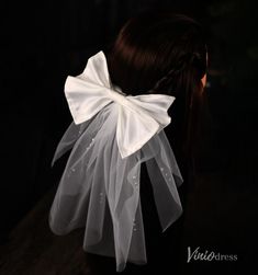 - Short satin veil Elegant Tulle Veil For Bridal Shower, White Tulle Veil For Bridal Shower, Elegant Tulle Bridal Accessories For Bridal Shower, Elegant White Veil For Ceremony, Elegant White Ceremony Veil, Elegant White First Communion Dress With Satin Bow, White Tulle First Communion Dress For Ceremony, White Tulle Dress For First Communion Ceremony, Elegant Cream Tulle Veil