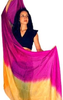 Silk Belly Dance Veil - FUCHSIA / GOLD Ombre Summer Bollywood Silk Saree, Bohemian Multicolor Silk Sarong, Multicolor Saree For Summer With Traditional Drape, Multicolor Traditional Saree For Summer, Multicolor Traditional Drape Saree For Summer, Summer Multicolor Saree With Traditional Drape, Multicolor Shawl Dupatta For Summer, Bohemian Sheer Dupatta Shawl, Multicolor Summer Shawl Dupatta