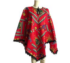 Vintage Mexican themed cape / poncho , asymmetric . Size will fit from S to XXL , made from cotton . Maximum length 93 cm / 36 inches . Perfect condition Mickey Mouse Jacket, Bonnie Parker, Oversize Jacket, Poncho Cape, Maxi Dress Cotton, Vintage Mexican, Oversized Jacket, Vintage Button, Wool Dress