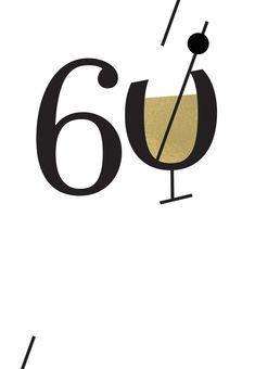 the number six is next to a wine glass with a straw in it's mouth