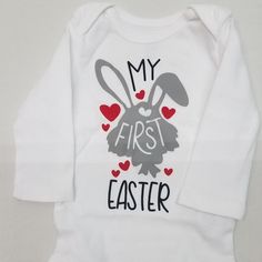 My First Easter Onesie, Carters Brand. Brand New Without Tags. Bundle And Save! Cricut Baby Onesie Easter, My First Easter Onesie, Easter Onesie, My First Easter, Kids Shirts, Gray White, Onesies, Shirts Tops, Long Sleeve Tees