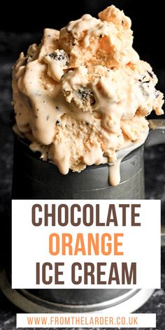 chocolate orange ice cream in a can with text overlay