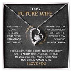 To My Future Wife - I'm Prepared To Be Your Last - Forever Love Necklace Crystal Birthstone Jewelry For Anniversary, Anniversary Cubic Zirconia Necklace With Center Stone, Heart Cut Stainless Steel Jewelry For Gift, Heart Cut Stainless Steel Jewelry Gift, Cubic Zirconia Jewelry For Mother's Day Anniversary Gift, Personalized Crystal Jewelry For Valentine's Day, Personalized Crystal Jewelry For Wedding, Diamond Cut Jewelry For Anniversary And Mother's Day, Elegant Jewelry For Valentine's Day