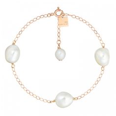 BRACELET - Bead chain bracelet pearl | Ginette NY Elegant Bracelet With Baroque Pearl Charm, Formal Baroque Pearl Drop Bracelet, Elegant Pearl Chain Bracelet With Pearl Drop, Elegant Formal Baroque Pearl Bracelets, Elegant White Chain Bracelet With Pearl Drop, Elegant Baroque Pearl Bracelet With Pearl Charm, Luxury White Baroque Pearl Bracelets, Elegant Baroque Pearl Bracelet, Classic Baroque Pearl Bracelet For Formal Occasions