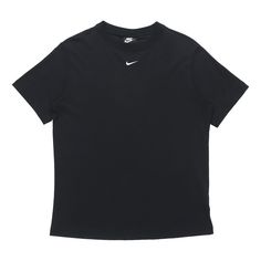 (WMNS) Nike Solid Color Casual Round Neck Short Sleeve Black T-Shirt DH4256-010 (Women's) Nike Shirts Women's, Uniform Ideas, Poses Aesthetic, T Shirt Png, Nike Shirt, Nike T, School Clothes, Nike Tshirt, Nike Tees