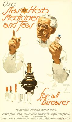 an old poster with two men pointing at something in the air and one man holding a bottle