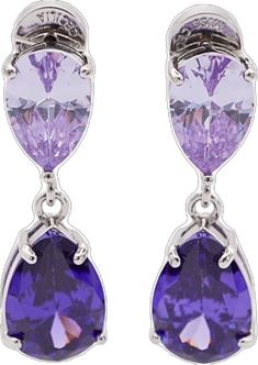 Purple Cubic Zirconia Earrings, Elegant Purple Cubic Zirconia Crystal Earrings, Elegant Purple Crystal Earrings, Purple Cubic Zirconia Party Earrings, Purple Cubic Zirconia Earrings For Party, Purple Cubic Zirconia Earrings With Sparkling Stones, Purple Cubic Zirconia Earrings For Pierced Ears, Purple Cubic Zirconia Earrings For Anniversary, Purple Drop Earrings