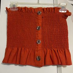 Perfect Condition, Never Worn. Orange Buttoned Top For Vacation, Orange Beach Tops With Button Closure, Spring Orange Tops With Buttons, Orange Buttoned Tops For Spring, Orange Top With Button Closure For Spring, Orange Tops With Buttons For Day Out, Summer Tops With Snap Buttons For Day Out, Button Detail, Tube Top