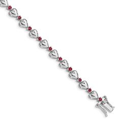 925 Sterling Silver Red Ruby Heart Bracelet 7.25 Inch Gemstone /love Fine Jewelry Gifts For Women For Her Ruby Heart, Ruby Bracelet, Heart Chain, Fine Jewelry Bracelets, Red Ruby, Fine Jewelry Gift, Heart Bracelet, Stone Jewelry, Sterling Silver Bracelets