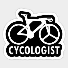 a black and white sticker with the words cyclologist on it's side