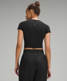 Swiftly Tech Cropped Short-Sleeve Shirt 2.0 | Women's Short Sleeve Shirts & Tee's | lululemon Stretch Recycled Polyester Short Sleeve Tops, Stretch Short Sleeve Tops In Recycled Polyester, Versatile Lululemon Tops, Versatile Solid Color Lululemon Tops, Versatile Fitted Tops In Recycled Polyester, Fitted Lululemon Tops With Light Support, Compressive Moisture-wicking Top By Lululemon, Lululemon Fitted Top With Light Support, Compressive Lululemon Tops With Go-dry Technology