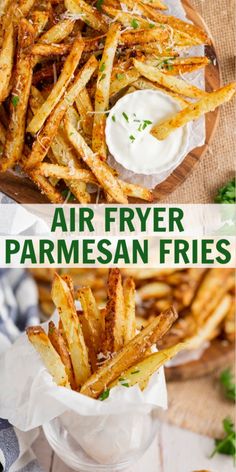 air fryer parmesan fries with ranch dressing