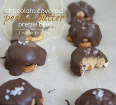 chocolate covered peanut butter pretzel bites are shown