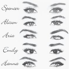 the different types of eyes are shown in black and white