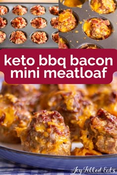 keto bbq bacon mini meatloaf in a muffin tin with text overlay