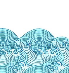 an image of waves in the ocean with blue ink on white paper, and text that reads