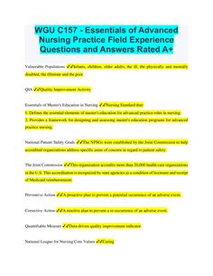 a document with the words nursing practice field experience questions and answers related to each question