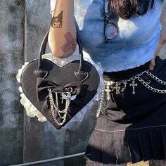 𝔇𝔢𝔱𝔞𝔦𝔩𝔰: Style: Egirl, Kawaii, Kawaii Goth Material: Pu leather Length: 24cm*5cm* 19cm This bag features a heart shape & lace decor. It can match your kawaii wardrobe & help you carry small personal belongings Enjoy free shipping with the purchase of over 80$ Cute Black Shoulder Bag For Party, Heart-shaped Black Shoulder Bag For Party, Black Shoulder Bag For Valentine's Day Gift, Cute Black Bags For Valentine's Day, Cute Handheld Black Shoulder Bag, Black Kawaii Shoulder Bag As Gift, Cute Black Handheld Shoulder Bag, Cute Black Shoulder Bag As Gift, Cute Black Shoulder Bag For Gift