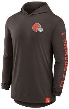 Fit Standard fit, hooded long-sleeve tee Lightweight hood Tagless collar Style and Team Spirit Screen-printed team graphics Technology Moisture-wicking Dri-FIT® technology Additional Details Machine washable Officially licensed product Nfl Cleveland Browns, Cleveland Browns, Team Spirit, Cleveland, Collar Style, Dri Fit, Long Sleeve T Shirt, Moisture Wicking, Nike Men