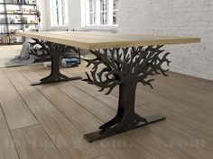 a table that has some kind of tree on it in the middle of a room