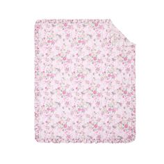 a pink blanket with floral print on it