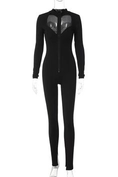 43721234448428|43721234513964|43721234546732 Black Long Sleeve Bodysuit With Zipper, Black Long Sleeve Bodysuit With Zipper Closure, High Stretch Long Sleeve Bodysuit With Zipper, High Stretch Long Sleeve Bodysuit With Zipper Closure, Long Sleeve Unitard For Night Out In Winter, Long Sleeve Jumpsuit, Black Jumpsuit, Spandex Fabric, Modern Design