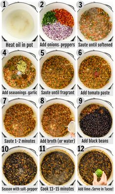 the steps in how to make an enchilada recipe with beans and vegetables