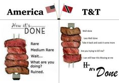 two different types of steak on skewers with american flag in the back ground