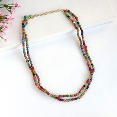 Kantha Cubist Necklace | WorldFinds Kantha Sari, Kantha Fabric, Colored Necklace, Double Strand Necklace, Classic Necklace, Long A, Running Stitch, Colourful Necklace, Women Artisans