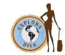 an image of a woman holding a suitcase and standing next to the words explore diya