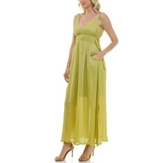 Beautiful Half Lined Maxi With Pockets! Nwt. Features A-Line Silhouette 2 Side Pockets Handkerchief Hem Pullover Styling Sleeveless Fully Lined Sweetheart Neckline Fit & Sizing 57 1/2-In. Length From Shoulder To Hem Maxi Length Hits At The Ankle Smocked Waistband Fabric & Care Hand Wash And Line Dry Beach Sleeveless V-neck Dress With Tie Waist, Green Tie Back Maxi Dress For Spring, Spring Green Maxi Dress With Tie Back, Green Tie Back Dress For Beach Season, Green Sleeveless Lined Maxi Dress, Sleeveless Tie Waist Summer Maxi Dress, Sleeveless Tie Waist Maxi Dress For Vacation, Sleeveless Maxi Dress With Tie Waist For Vacation, Sleeveless Maxi Dress With Tie Waist For Summer