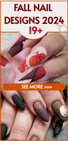 Get ready to spook with these red and black ghostly Halloween nails! 👻🔴 A perfect combination of eerie and elegant Halloween nail art. Ideal for a fun, festive look that's sure to impress. Discover more Halloween nail designs at nailhow.com. Save this pin for future inspiration! Fall Nail Design Ideas 2024, Fall Nail Art Tutorial, Fall 2024 Nail Designs, Fall Nail Art 2024, Fall Pumpkin Nail Designs, Neutral Fall Nail Designs, Fall Nails Ideas Autumn 2024, Halloween Nail Designs 2024, Fall Season Nail Designs