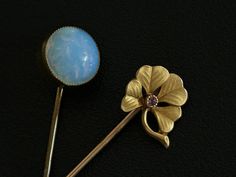 "Lovely set of two antique hat pins The clover one is gold plated Very good condition Length 6.4 cm: 2 1/2\" I am happy to combine shipping" French Hat, Antique Hat, Wedding Brooches, Art Nouveau Antiques, Antique Hats, Wedding Brooch, Hat Pin, Hair Combs, Stick Pins