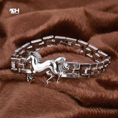 Horse bracelet silver Accessories Male, Horse Charm Bracelet, Light Running Shoes, Punk Men, Horse Bracelet, Running Horse, Equestrian Jewelry, Crystal Sandals, Vintage Charm Bracelet