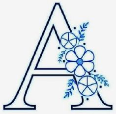 the letter a is decorated with flowers and leaves