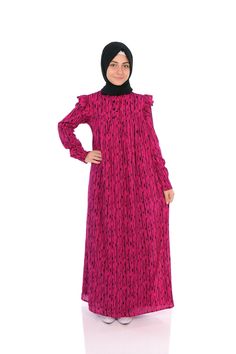 Child Hijab Dress Hürrem Model    Fabric Feature: It is made of viscose cotton fabric. It can be used in 4 seasons. Product Features : Produced with viscose cotton fabric. The shoulders and neckline are ruffled detail. The front is zipped. The sleeve ends are rubber. Note: This product is Fuchsia in color. If you are looking for a different color, visit our Etys store.  https://www.etsy.com/shop/MevlanaKidsAbaya The molds of our products are precisely adjusted according to age. It is recommended Modest Long Pink Abaya, Modest Pink Abaya For Spring, Pink Modest Abaya For Spring, Modest Long Sleeve Pink Maxi Dress, Modest Pink Abaya For Eid, Pink Long Sleeve Abaya For Eid, Pink Long Sleeve Dresses For Eid, Khimar Niqab, Kids Abaya