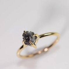 Understated yet stunning, this piece is great for stacking and layering. Raw crumble diamond is prong set in a recycled brass. #womensjewelry #gemstones #rings #healingstones #gemstonerings Rings Everyday, Dream Rings, Metamorphic Rocks, Yellow Diamond Rings, Types Of Crystals, Dream Engagement, Dream Engagement Rings, Silver Wedding Rings, Wedding Rings Unique