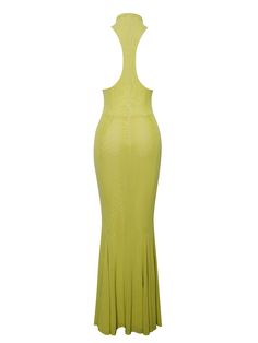 Behold our Irene maxi dress, an epitome of elegance and allure. Crafted from airy mesh fabric in a captivating olive green hue, this sleeveless marvel embodies sophistication. With its high-stretch material, it ensures both comfort and a flattering fit. The chic turtleneck design adds a touch of refinement. Embracing curves flawlessly, its mermaid shape exudes timeless allure. Completing its seamless silhouette is an invisible zipper at the back. Whether it's a formal affair or a special occasio Sleeveless Spring Mesh Dress For Gala, Green Halter Neck Evening Dress For Gala, Floor-length Mesh Dress, Green Sheer Maxi Dress, Green Sheer Maxi Length Dress, Olive Fitted Maxi Dress, Green Sleeveless Summer Evening Dress, Sleeveless Stretch Maxi Dress For Gala, Chic Green Sleeveless Evening Dress