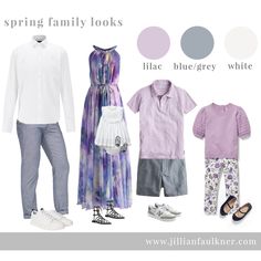 spring wardrobe for family photos Purple And Teal Family Pictures, Family Photos With Purple, Family Photos Purple Color Palettes, Purple Theme Family Photos, Purple Easter Outfit Family, Lilac Family Pictures Outfits, Purple And Blue Family Pictures Outfits, Purple Family Photo Outfits, Family Photo Outfits Lavender