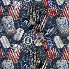 See Our Military and Air Force Fabrics by the yard & Fat Quarters here: https://www.etsy.com/shop/SewWhatQuiltShop?ref=seller-platform-mcnav&search_query=military+fabric Military Dogtags Air Force Fabric / Military Fabric / Sykel 1254-AF Military Quilt Fabric / Air Force Dog Tags By The Yard and Fat Quarters Fabric width is 44/45. All our fabric is brand new and still on the bolt. All fabrics come right off the bolt and we can cut any length you would like just send us a convo request. M Dog Tags Military, Cut Fat, Sugar Land, Navy Military, Fabric Pictures, Navy Fabric, Fabric Yardage, Us Military, Tag Design