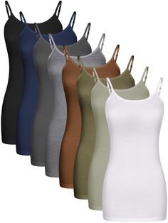 PRICES MAY VARY. Easy to Match: the women's long camisoles go well with jeans or leggings and boots, that work well for more layering; Or as an underwear, which add a little extra coverage to the bust and butt Soft Material: the long length tank top is made of breathable modal and spandex; The lightweight fabric is designed for layering and feels soft; Modal material also has nice elasticity, moves with you for a whole day ease Adjustable Straps: the spaghetti shoulder straps adjust discreetly i Tops For Women Long, Workout Tops For Women, Long Tank Tops, Womens Camisoles, Cool Tanks, Long Tank, Lounge Lingerie, Womens Cami, Sport Tank Tops