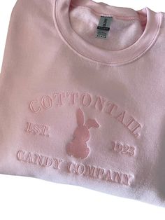 This embroidered spring bunny sweatshirt is so cute! We absolutely LOVE this monochromatic embroidery. Monochromatic Embroidery, Embroidery Easter, Easter Sweatshirt, Bunny Sweatshirt, Candy Companies, Spring Bunny, Spring Gifts, Easter Gift, Cute Bunny