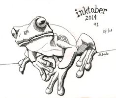 a drawing of a frog with inktober 2013 written on it